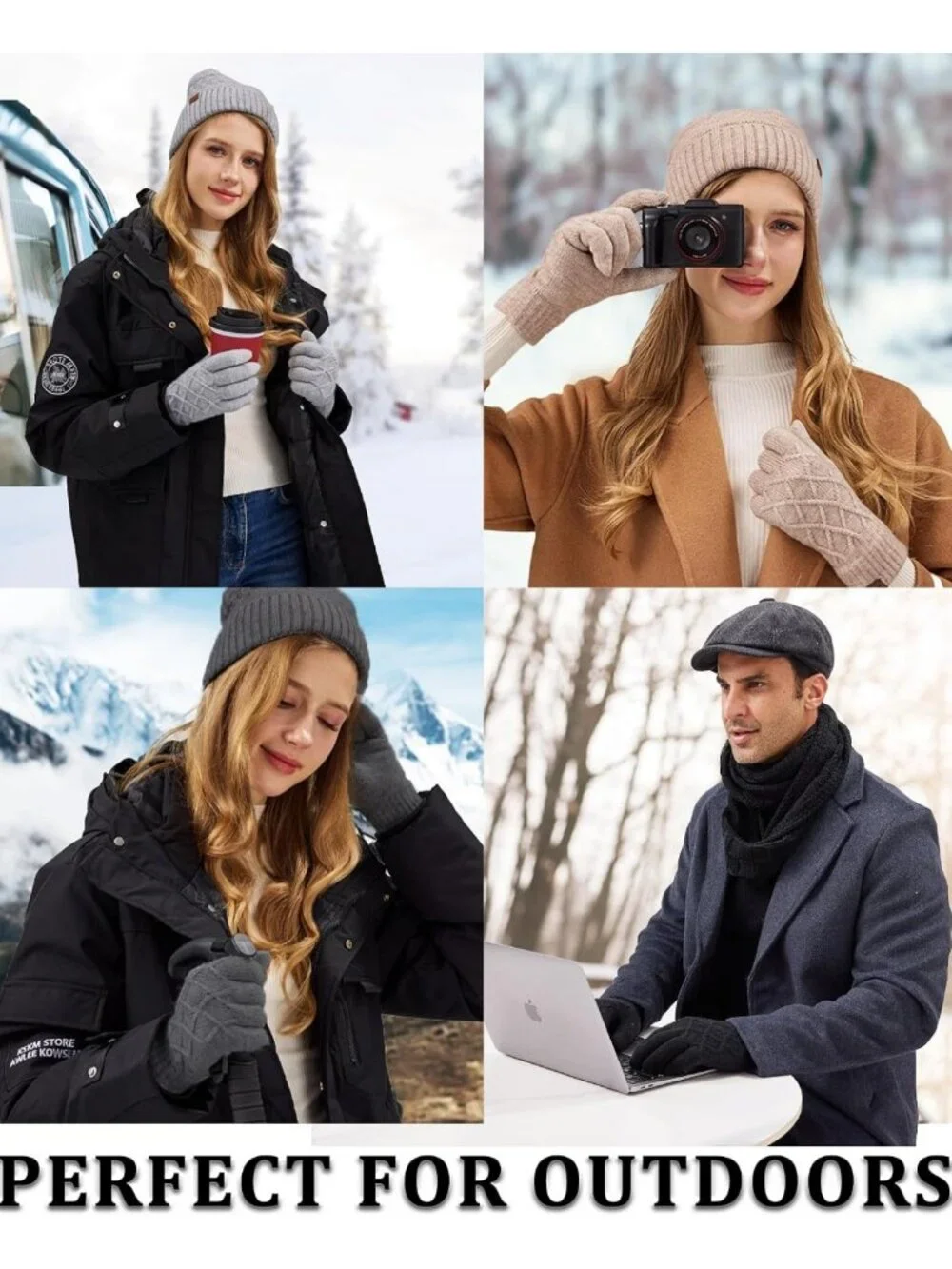 Warm Touchscreen Winter Gloves for Women - 2 Pairs, Thermal Knit, Elastic Fit